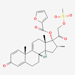 molecular formula C28H32O8S B13407923 [(8S,10S,13S,14S,16R,17R)-10,13,16-trimethyl-17-(2-methylsulfonyloxyacetyl)-3-oxo-7,8,12,14,15,16-hexahydro-6H-cyclopenta[a]phenanthren-17-yl] furan-2-carboxylate 