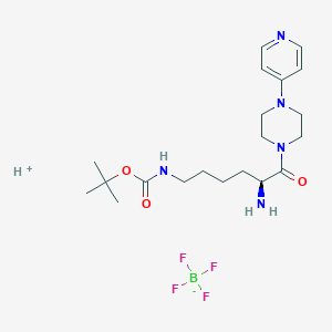 molecular formula C20H34BF4N5O3 B13408208 tert-butyl N-[(5S)-5-amino-6-oxo-6-(4-pyridin-4-ylpiperazin-1-yl)hexyl]carbamate;hydron;tetrafluoroborate 