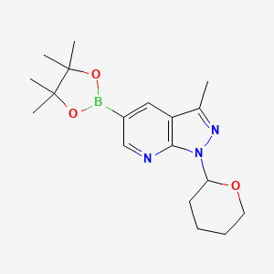 molecular formula C18H26BN3O3 B13408216 3-Methyl-1-(tetrahydro-2H-pyran-2-yl)-5-(4,4,5,5-tetramethyl-1,3,2-dioxaborolan-2-yl)-1H-pyrazolo[3,4-b]pyridine 