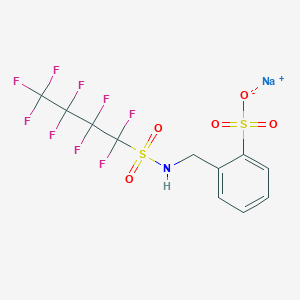 molecular formula C11H7F9NNaO5S2 B13408338 ((((Nonafluorobutyl)sulfonyl)amino)methyl)benzenesulfonic acid, sodium salt CAS No. 68299-19-4
