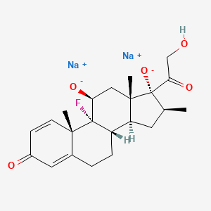 molecular formula C22H27FNa2O5 B13408400 Pregna-1,4-diene-3,20-dione, 9-fluoro-11,17,21-trihydroxy-16-methyl-, disodium salt, (11beta,16beta)- CAS No. 7460-03-9