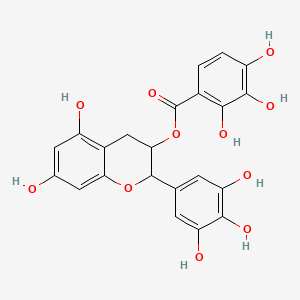 molecular formula C22H18O11 B13408542 [5,7-dihydroxy-2-(3,4,5-trihydroxyphenyl)-3,4-dihydro-2H-chromen-3-yl] 2,3,4-trihydroxybenzoate 