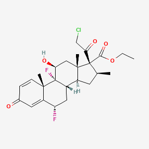 molecular formula C25H31ClF2O5 B13408547 ethyl (6S,8S,9R,10S,11S,13S,14S,16S,17R)-17-(2-chloroacetyl)-6,9-difluoro-11-hydroxy-10,13,16-trimethyl-3-oxo-6,7,8,11,12,14,15,16-octahydrocyclopenta[a]phenanthrene-17-carboxylate 