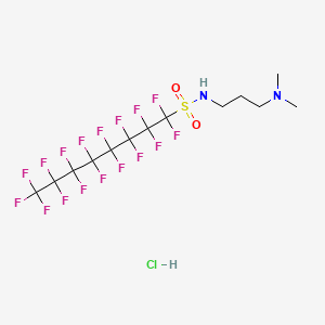 molecular formula C13H13F17N2O2S.ClH<br>C13H14ClF17N2O2S B13408594 N-(3-(Dimethylamino)propyl)heptadecafluorooctanesulphonamide monohydrochloride CAS No. 67939-88-2