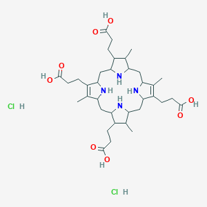 molecular formula C36H58Cl2N4O8 B13408613 3-[7,13,17-Tris(2-carboxyethyl)-3,8,12,18-tetramethyl-1,2,3,4,5,6,9,10,11,12,13,14,15,16,19,20,21,22,23,24-icosahydroporphyrin-2-yl]propanoic acid;dihydrochloride 