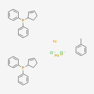 molecular formula C41H42Cl2FeP2Pd B13408665 Cyclopent-2-en-1-yl(diphenyl)phosphane;iron;palladium(2+);toluene;dichloride 