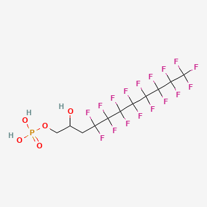 molecular formula C11H8F17O5P B13408772 4,4,5,5,6,6,7,7,8,8,9,9,10,10,11,11,11-Heptadecafluoro-2-hydroxyundecyl dihydrogen phosphate CAS No. 94158-69-7