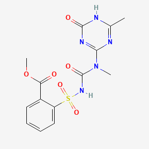 molecular formula C14H15N5O6S B13408782 2-[[[[(1,4-Dihydro-6-methyl-4-oxo-1,3,5-triazin-2-yl)methylamino]carbonyl]amino]sulfonyl]benzoic Acid Methyl Ester CAS No. 879554-48-0