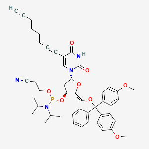 molecular formula C47H55N4O8P B13408897 3-[[(2R,3S,5R)-2-[[bis(4-methoxyphenyl)-phenylmethoxy]methyl]-5-(5-octa-1,7-diynyl-2,4-dioxopyrimidin-1-yl)oxolan-3-yl]oxy-[di(propan-2-yl)amino]phosphanyl]oxypropanenitrile 