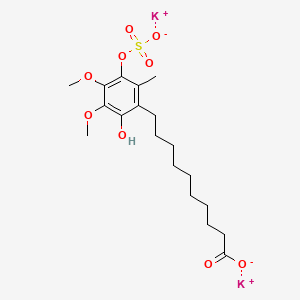 molecular formula C19H28K2O9S B13409024 Hydro Idebenone 10'-Carboxylate 4-O-Sulfate Dipotassium Salt 