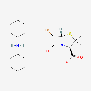 molecular formula C20H33BrN2O3S B13409161 Dicyclohexylammonium (2S-(2alpha,5alpha,6alpha))-6-bromo-3,3-dimethyl-7-oxo-4-thia-1-azabicyclo(3.2.0)heptane-2-carboxylate CAS No. 94134-57-3