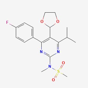 molecular formula C18H22FN3O4S B13409239 N-[5-(1,3-Dioxolan-2-yl)-4-(4-fluorophenyl)-6-(1-methylethyl)-2-pyrimidinyl]-N-methylmethanesulfonamide 