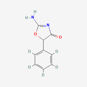 molecular formula C9H8N2O2 B13409247 2-Amino-5-(phenyl-d5)-4(5H)-oxazolone; Azoxodone-d5; Tradon-d5; Volital-d5 