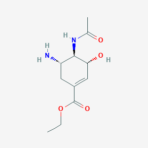 molecular formula C11H18N2O4 B13410677 ethyl (3R,4R,5S)-4-acetamido-5-amino-3-hydroxycyclohexene-1-carboxylate 