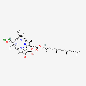 molecular formula C55H70MgN4O6 B13410803 magnesium;(E)-[(3R,21S,22S)-16-ethenyl-11-ethyl-3-methoxycarbonyl-17,21,26-trimethyl-4-oxo-22-[3-oxo-3-[(E,7R,11R)-3,7,11,15-tetramethylhexadec-2-enoxy]propyl]-23,24,25-triaza-7-azanidahexacyclo[18.2.1.15,8.110,13.115,18.02,6]hexacosa-1(23),2(6),5(26),8,10,13(25),14,16,18(24),19-decaen-12-ylidene]methanolate 