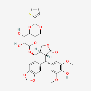 molecular formula C32H32O13S B13410984 (5S,5aR,8aR,9R)-5-[(7,8-dihydroxy-2-thiophen-2-yl-4,4a,6,7,8,8a-hexahydropyrano[3,2-d][1,3]dioxin-6-yl)oxy]-9-(4-hydroxy-3,5-dimethoxyphenyl)-5a,6,8a,9-tetrahydro-5H-[2]benzofuro[6,5-f][1,3]benzodioxol-8-one 