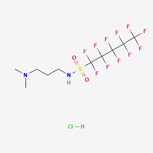 molecular formula C10H13F11N2O2S.ClH<br>C10H14ClF11N2O2S B13411019 N-(3-(Dimethylamino)propyl)-1,1,2,2,3,3,4,4,5,5,5-undecafluoro-1-pentanesulfonamide, hydrochloride CAS No. 68957-60-8
