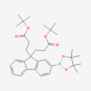 molecular formula C33H45BO6 B13411020 Di-tert-butyl 3,3'-(2-(4,4,5,5-tetramethyl-1,3,2-dioxaborolan-2-yl)-9H-fluorene-9,9-diyl)dipropanoate 