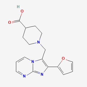 molecular formula C17H18N4O3 B1341113 1-{[2-(Furan-2-yl)imidazo[1,2-a]pyrimidin-3-yl]methyl}piperidine-4-carboxylic acid CAS No. 904817-23-8