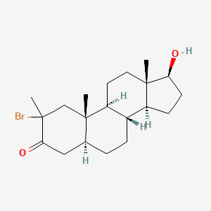 molecular formula C20H31BrO2 B13411910 (5S,8R,9S,10S,13S,14S,17S)-2-bromo-17-hydroxy-2,10,13-trimethyl-4,5,6,7,8,9,11,12,14,15,16,17-dodecahydro-1H-cyclopenta[a]phenanthren-3-one 