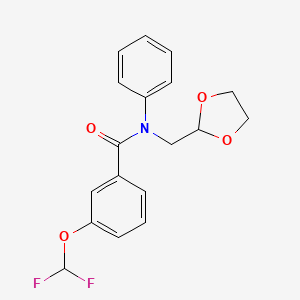 molecular formula C18H17F2NO4 B13412122 N-((1,3-Dioxolan-2-YL)methyl)-3-(difluoromethoxy)-N-phenylbenzamide CAS No. 864685-32-5