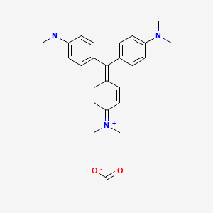 molecular formula C25H30N3.C2H3O2<br>C27H33N3O2 B13412233 Methanaminium, N-[4-[bis[4-(dimethylamino)phenyl]methylene]-2,5-cyclohexadien-1-ylidene]-N-methyl-, acetate CAS No. 67939-65-5