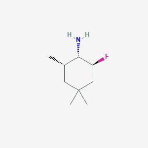 molecular formula C9H18FN B13412263 Cyclohexanamine, 2-fluoro-4,4,6-trimethyl-, (1alpha,2beta,6alpha)-(9CI) 