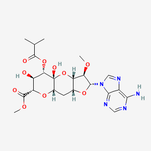 molecular formula C22H29N5O10 B13412316 methyl (1R,3S,4R,5R,7R,9S,11S,12S,13S)-5-(6-aminopurin-9-yl)-1,12-dihydroxy-4-methoxy-13-(2-methylpropanoyloxy)-2,6,10-trioxatricyclo[7.4.0.03,7]tridecane-11-carboxylate CAS No. 72067-15-3