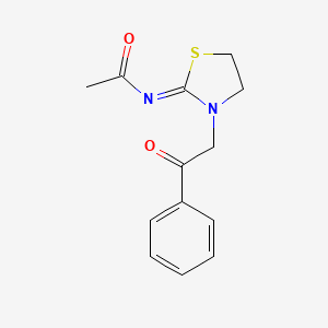 molecular formula C13H14N2O2S B13412399 N-[3-(2-Oxo-2-phenylethyl)thiazolidin-2-ylidene]acetamide CAS No. 6649-36-1