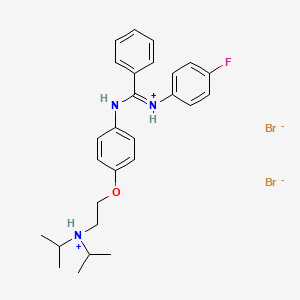 molecular formula C27H34Br2FN3O B13412460 Benzamidine, N-(p-(2-(diisopropylamino)ethoxy)phenyl)-N'-(p-fluorophenyl)-, dihydrobromide CAS No. 80785-17-7