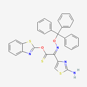 molecular formula C31H22N4O2S3 B13412468 Benzothiazol-2-yl-(Z)-2-trityloxyimino-2-(2-aminothiazole-4-yl-)thioacetate 