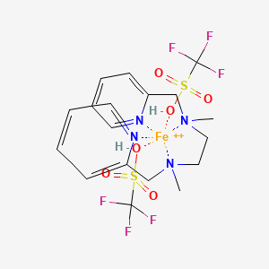 molecular formula C18H24F6FeN4O6S2+2 B13412605 N,N'-Dimethyl-N,N'-bis(2-pyridylmethyl)-1,2-diaminoethane-bis(1,1,1-trifluoromethanesulfonate)iron 