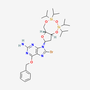 molecular formula C29H44BrN5O5Si2 B13412651 O6-Benzyl-8-bromo-N9-[3',5'-O-(1,1,3,3-tetrakis(isopropyl)-1,3-disiloxanediyl)-b-D-2'-deoxyribofuranosyl]guanine 
