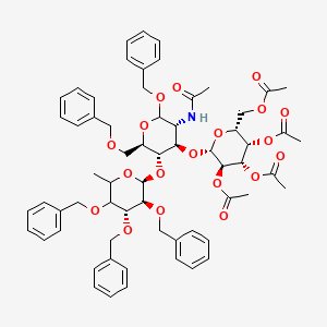 molecular formula C63H73NO19 B13412704 O-Penta-benzyl Lewis A Trisaccharide Tetraacetate 