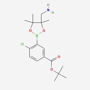 molecular formula C17H25BClNO4 B13412801 Tert-butyl 3-[4-(aminomethyl)-4,5,5-trimethyl-1,3,2-dioxaborolan-2-yl]-4-chlorobenzoate 