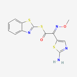 molecular formula C13H10N4O2S3 B13412826 S-2-benzothiazoyl-2-amino-alpha-methoxyimino-4-thiazoleacetate 