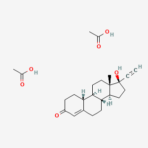 molecular formula C24H34O6 B13412857 acetic acid;(8R,9S,10R,13S,14S,17R)-17-ethynyl-17-hydroxy-13-methyl-1,2,6,7,8,9,10,11,12,14,15,16-dodecahydrocyclopenta[a]phenanthren-3-one 