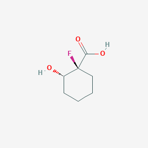 molecular formula C7H11FO3 B13412868 Cyclohexanecarboxylic acid,1-fluoro-2-hydroxy-,cis-(9ci) 