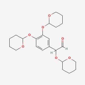 molecular formula C23H32O7 B13413410 alpha,3,4-Tris[(tetrahydro-2H-pyran-2-yl)oxy]benzeneacetaldehyde 