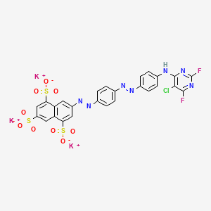 molecular formula C26H13ClF2K3N7O9S3 B13413439 Tripotassium 7-[[4-[[4-[(5-chloro-2,6-difluoro-4-pyrimidinyl)amino]phenyl]azo]phenyl]azo]naphthalene-1,3,5-trisulphonate CAS No. 71720-86-0