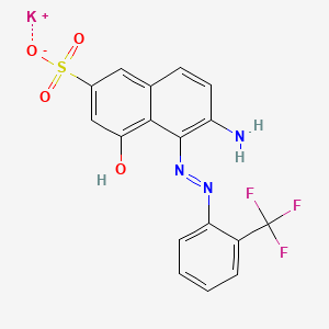 molecular formula C17H11F3KN3O4S B13413496 potassium;6-amino-4-hydroxy-5-[[2-(trifluoromethyl)phenyl]diazenyl]naphthalene-2-sulfonate CAS No. 77847-21-3