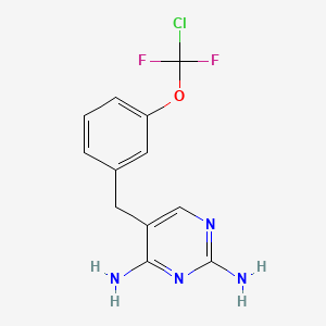 molecular formula C12H11ClF2N4O B13413633 Pyrimidine, 5-(m-(chlorodifluoromethoxy)benzyl)-2,4-diamino- CAS No. 50824-01-6