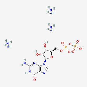 molecular formula C10H24N8O11P2 B13413658 triazanium;[[(2R,3S,4R,5R)-5-(2-amino-6-oxo-1H-purin-9-yl)-3,4-dihydroxyoxolan-2-yl]methoxy-oxidophosphoryl] phosphate 