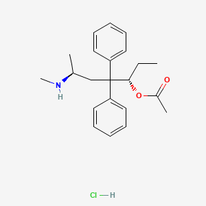 molecular formula C22H30ClNO2 B13413819 Noracymethadol hydrochloride, (-)- CAS No. 55096-75-8