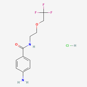 molecular formula C11H14ClF3N2O2 B1341406 4-amino-N-[2-(2,2,2-trifluoroethoxy)ethyl]benzamide hydrochloride 