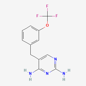 molecular formula C12H11F3N4O B13414084 Pyrimidine, 2,4-diamino-5-(m-(trifluoromethoxy)benzyl)- CAS No. 50823-99-9