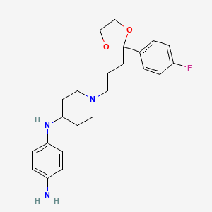 molecular formula C23H30FN3O2 B13414087 N-(1-(3-(2-(4-Fluorophenyl)-1,3-dioxolan-2-yl)propyl)piperidin-4-yl)benzene-1,4-diamine CAS No. 57718-48-6