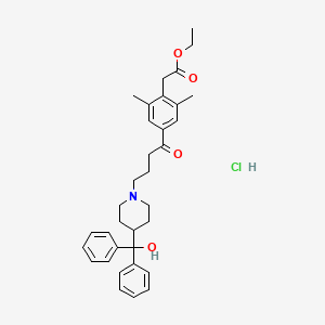 molecular formula C34H42ClNO4 B13414347 Ethyl 4-{4-4-(hydroxydiphenylmethyl)-1-piperidinyl-1-oxobutyl}-2,6-dimethylbenzeneacetate hydrochlor 