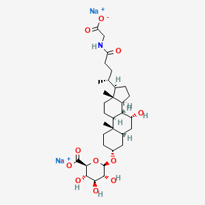 molecular formula C32H49NNa2O11 B13414448 disodium;(2S,3S,4S,5R,6R)-6-[[(3R,5R,7R,8R,9S,10S,13R,14S,17R)-17-[(2R)-5-(carboxylatomethylamino)-5-oxopentan-2-yl]-7-hydroxy-10,13-dimethyl-2,3,4,5,6,7,8,9,11,12,14,15,16,17-tetradecahydro-1H-cyclopenta[a]phenanthren-3-yl]oxy]-3,4,5-trihydroxyoxane-2-carboxylate 