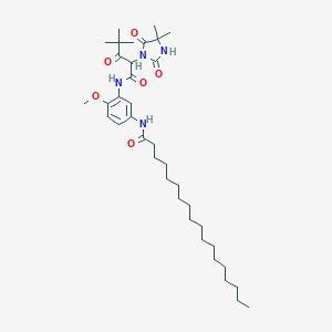 molecular formula C37H60N4O6 B134145 N-[3-[[2-(4,4-dimethyl-2,5-dioxoimidazolidin-1-yl)-4,4-dimethyl-3-oxopentanoyl]amino]-4-methoxyphenyl]octadecanamide CAS No. 150919-56-5